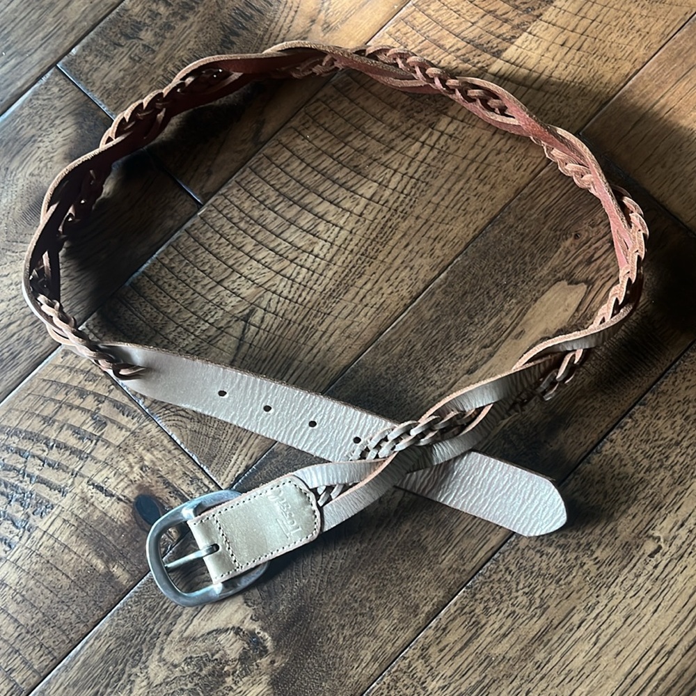 Gold FOSSIL woven leather belt - Picture 2 of 6